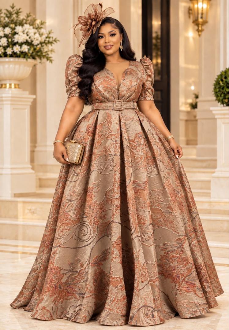 Gown ya Brocade ya Kifalme