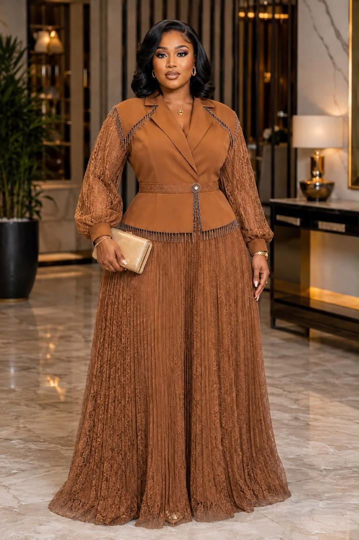 Seti ya Lace — Brown